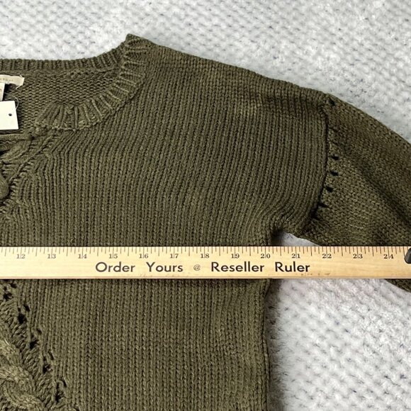 Francesca's Knit Sweater Womens Medium Large Green Long Sleeves Ribbed - Picture 13 of 16